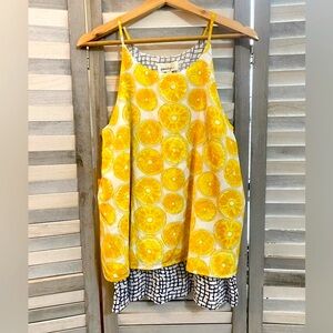 Anthropologie Porridge lemon print layered tank